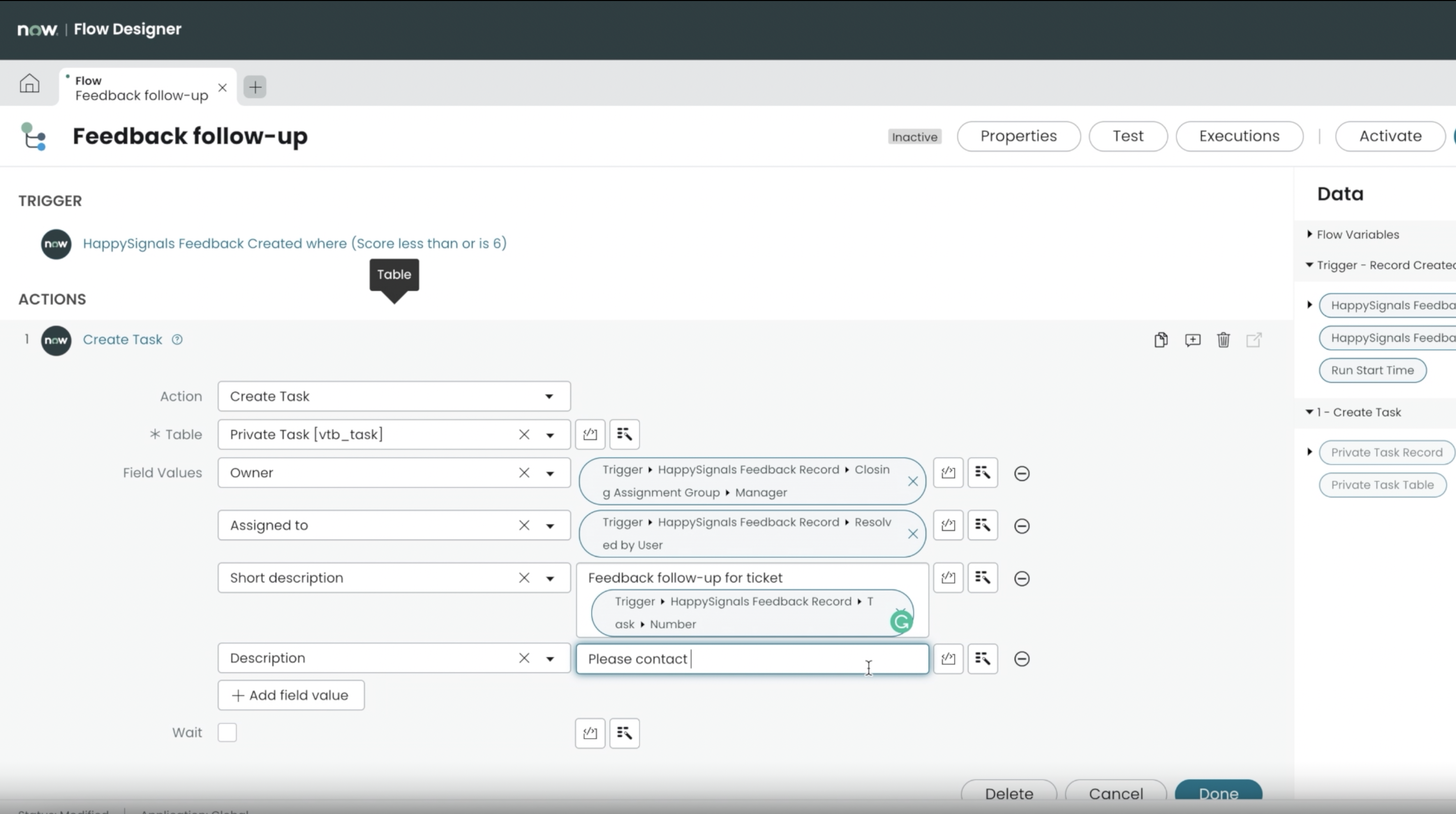 servicenow flow designer assignment group